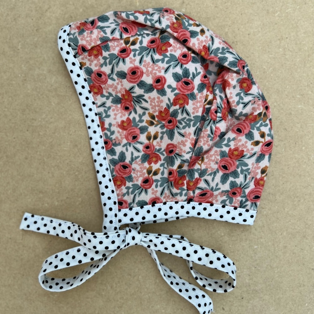 Floral Baby Bonnet, Reversible